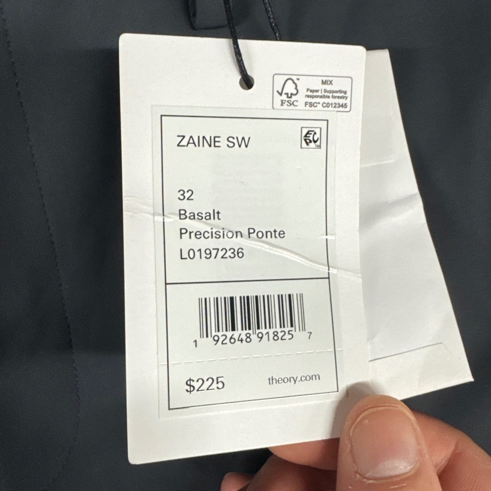 Theory Pants Mens 32x34 Basalt Grey Zaine Precision Ponte Slim Fit New MSRP 225$ - Picture 7 of 11